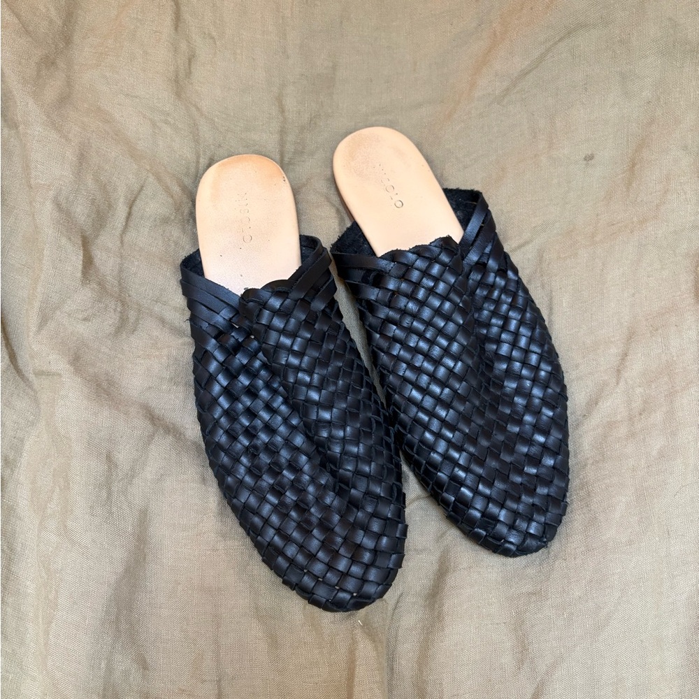 Nisolo Black Woven Leather Mules